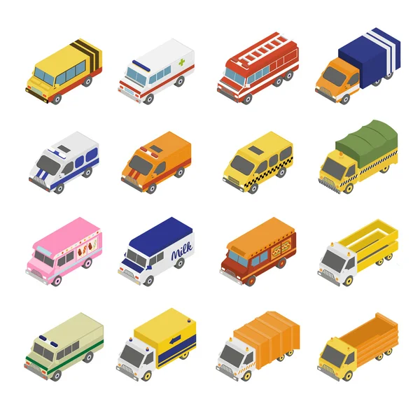 Utility Transport Icon Set. Flat 3d Isometric — Stock Vector