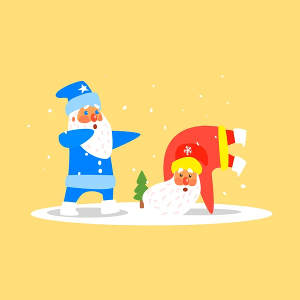 Two Dancing Santas. — Vector de stoc