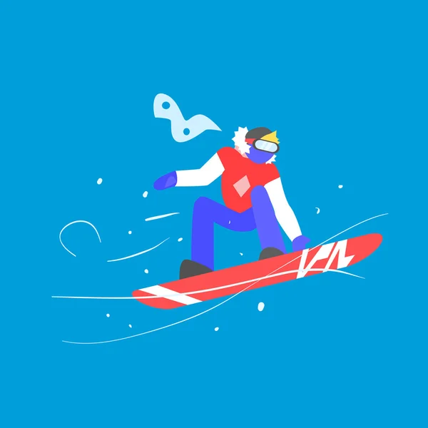 Homem Snowboarding. Inverno — Vetor de Stock