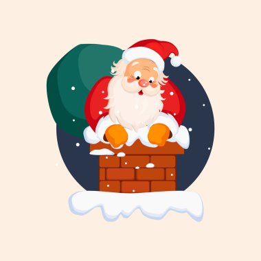 Bacadan Noel arifesinde Noel Baba'ya. Vektör çizim