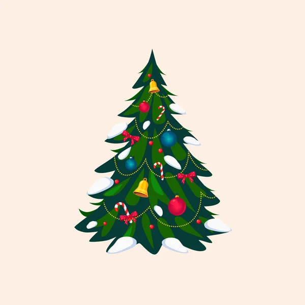 Árbol de Navidad decorado, vector de ilustración — Vector de stock