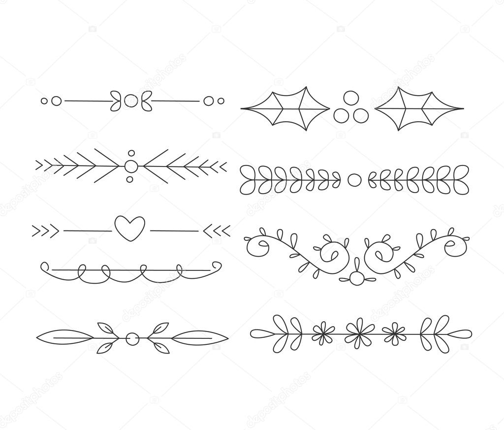 Divider Set. Calligraphic Handdrawn Design Elements.