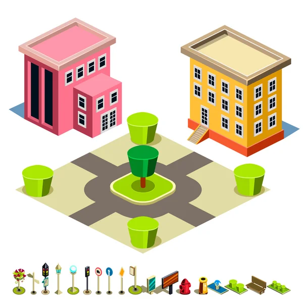 Huis en Park gebouw pictogram — Stockvector