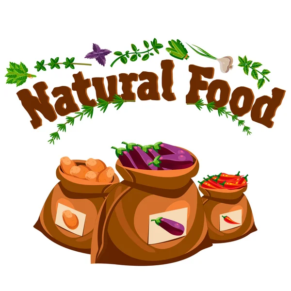 Alimenti naturali, banner prodotti agricoli — Vettoriale Stock