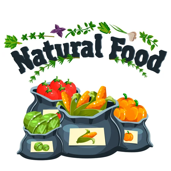 Nourriture naturelle, bannière de produits agricoles , — Image vectorielle
