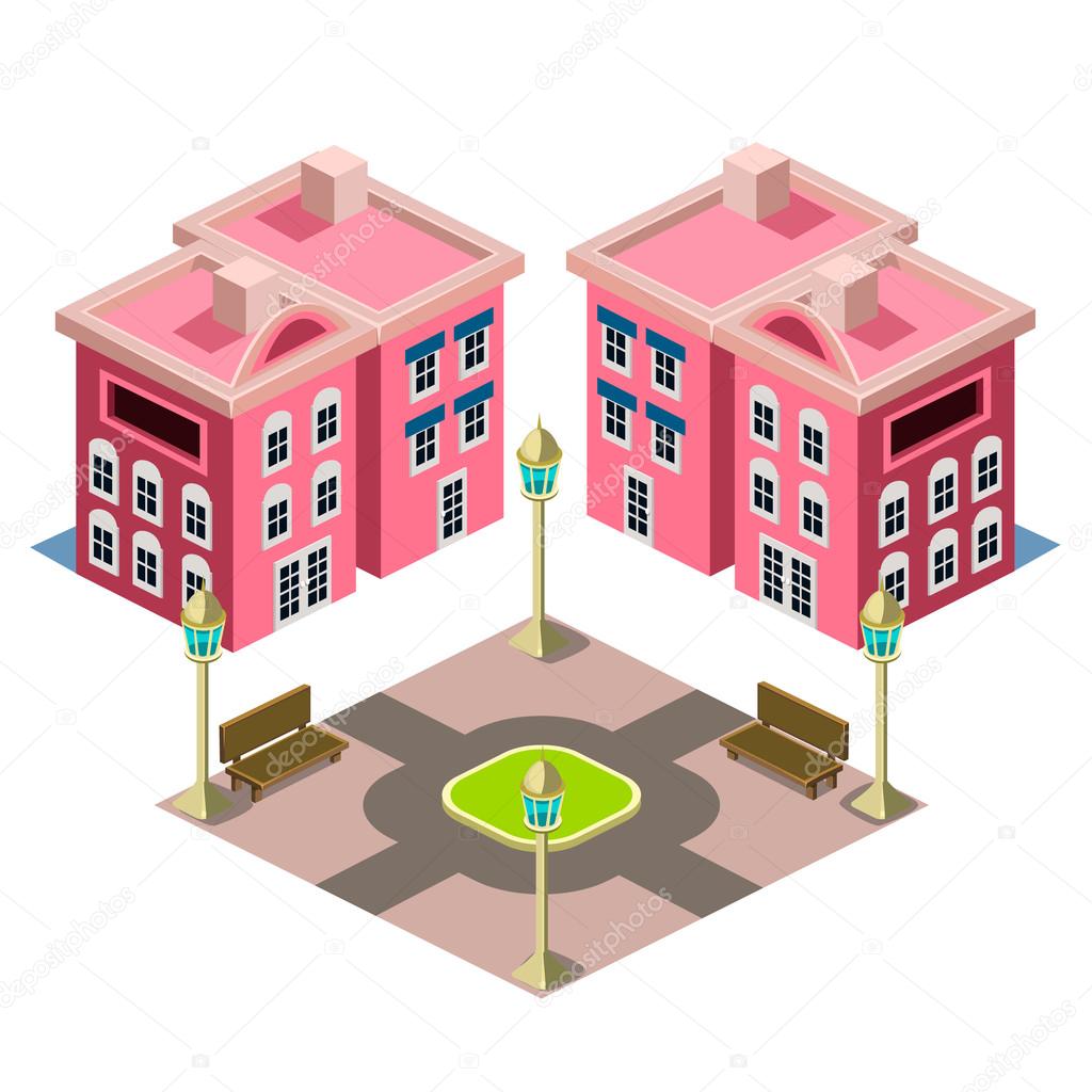 Houses and Park buildings icon