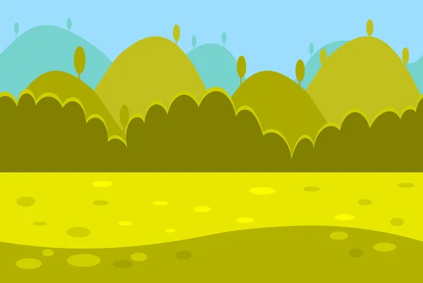 녹색 풀밭의 만화 풍경 — 스톡 벡터