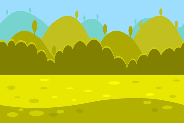 Paisaje de dibujos animados de verdes prados — Vector de stock