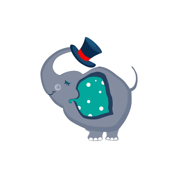 Elefant mit Hut und Rüssel. — Stockvektor