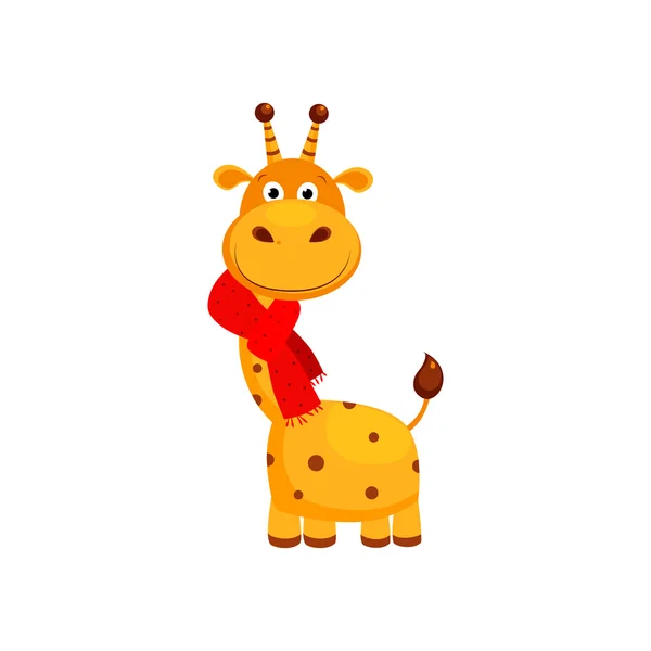 Смешной маленький жираф в шарфе . — стоковый вектор