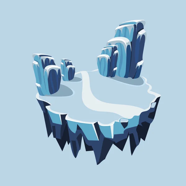 Cartoon Isometric Icy Island — Stock Vector