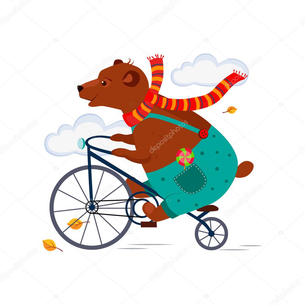 Bear Riding a Bicycle in  Scarf iAutumn