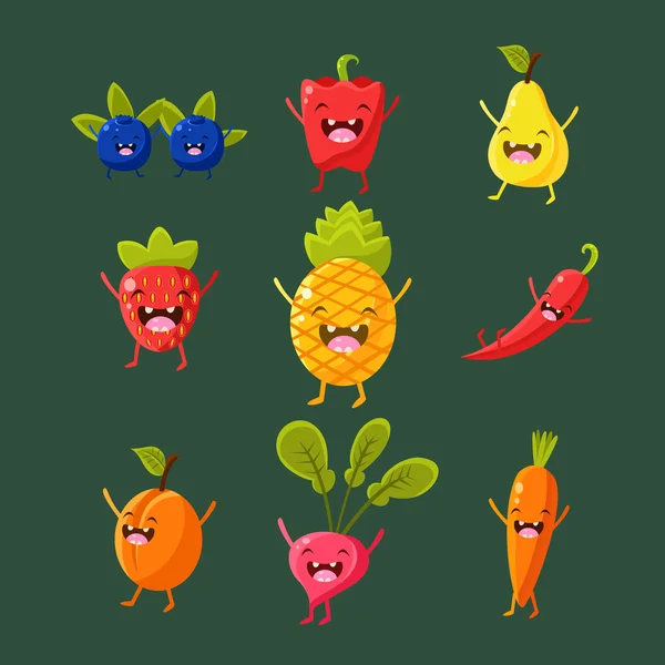 Fruits et légumes gais . — Image vectorielle