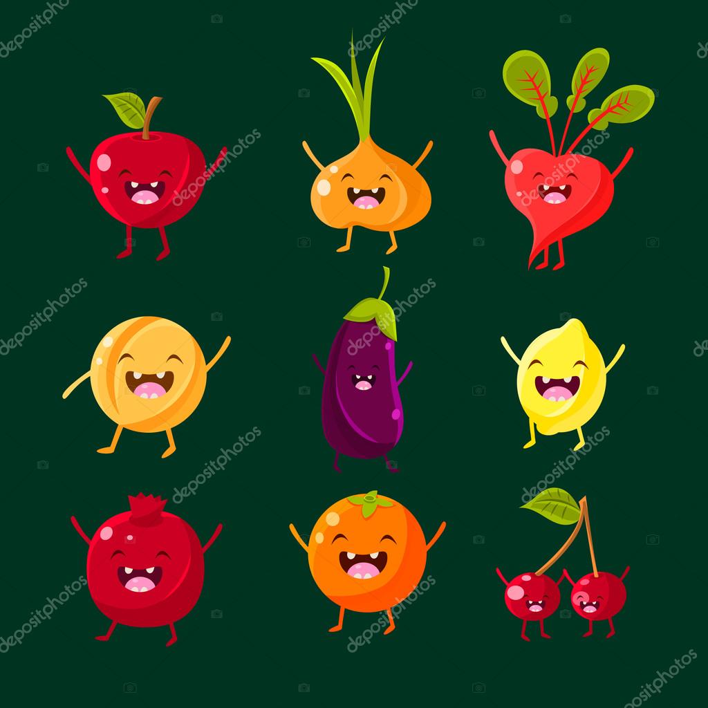 陽気な果物や野菜 ストックベクター C Topvectors