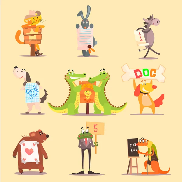 Animales lindos dibujos animados — Vector de stock