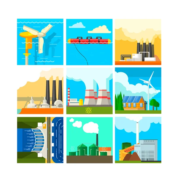 Energy Sources Symbols Set. — Stock Vector