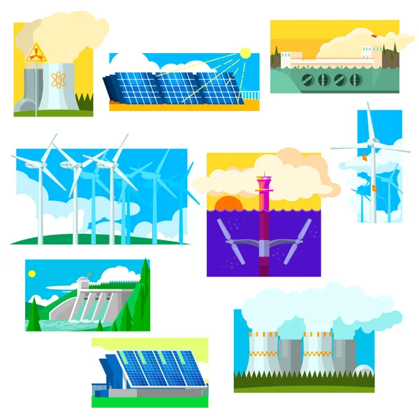 Conjunto de símbolos de energía ecológica . — Vector de stock