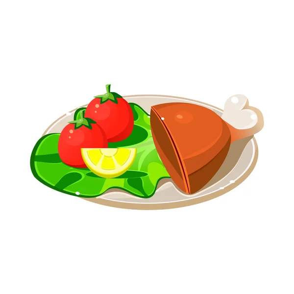 Placa de desayuno con jamón , — Vector de stock