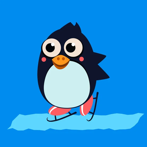 Πιγκουίνος πατινάζ στον πάγο. — Διανυσματικό Αρχείο