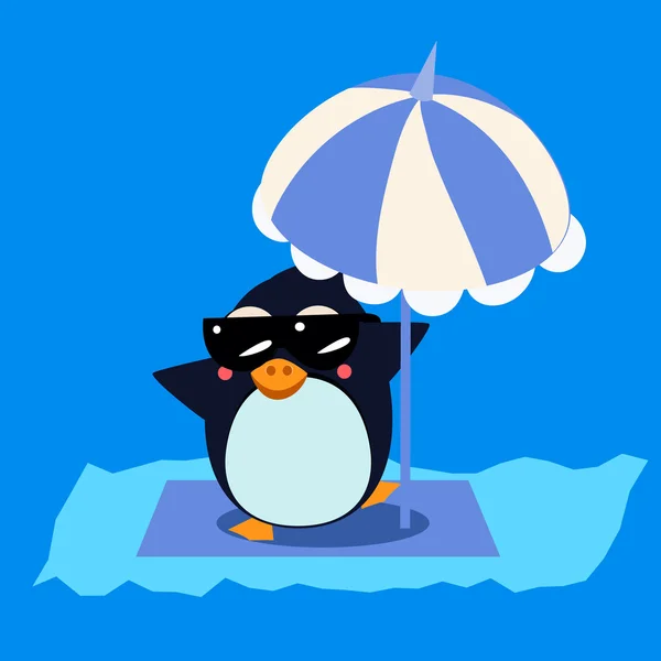 Pinguin mit Regenschirm auf dem Eisberg — Stockvektor