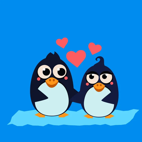 Schattig pinguïn verliefde paar. — Stockvector