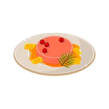 Pate fesleğen ve bir plaka üzerinde çilek ile.