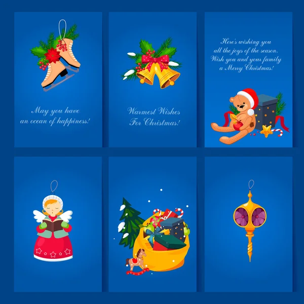 Conjunto de tarjetas de felicitación de Navidad y Año Nuevo — Vector de stock