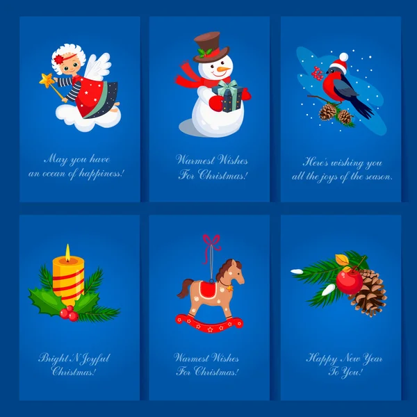 Conjunto de tarjetas de felicitación de Navidad y Año Nuevo — Vector de stock
