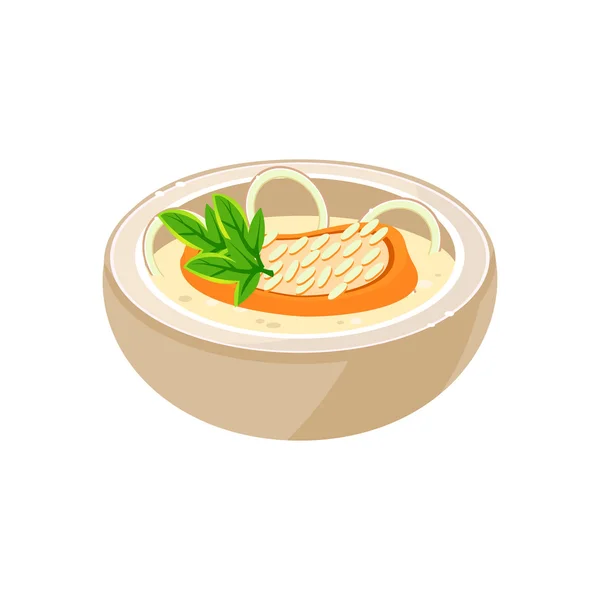 Soupe d'oignon dans un bol. Illustration vectorielle — Image vectorielle