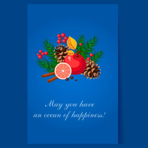 Weihnachtsdesign mit Tanne, Grapefruit — Stockvektor