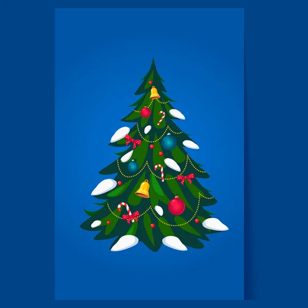 Albero di Natale decorato, — Vettoriale Stock