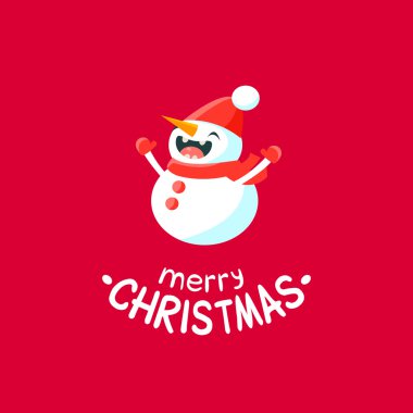 Neşeli Noel kartı ile kardan adam.