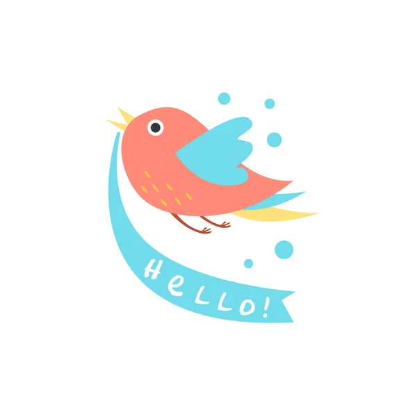 テキストのための印とかわいい鳥 — ストックベクタ