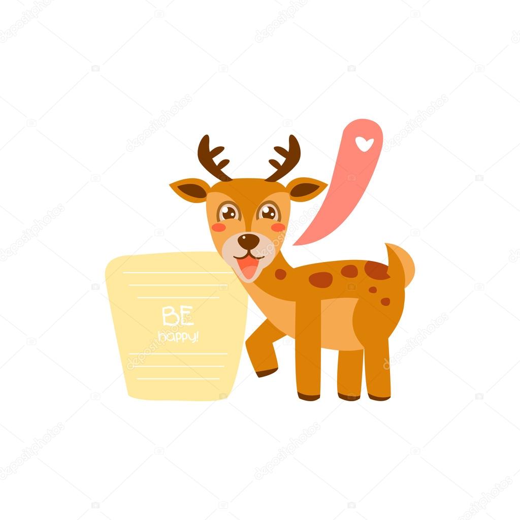 Cute deer with a sign for text