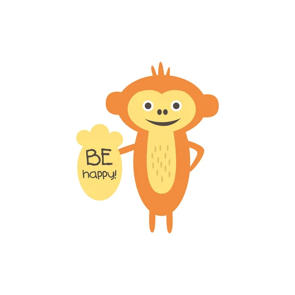 Χαριτωμένο πίθηκο με ένα σημάδι για το κείμενο — Διανυσματικό Αρχείο