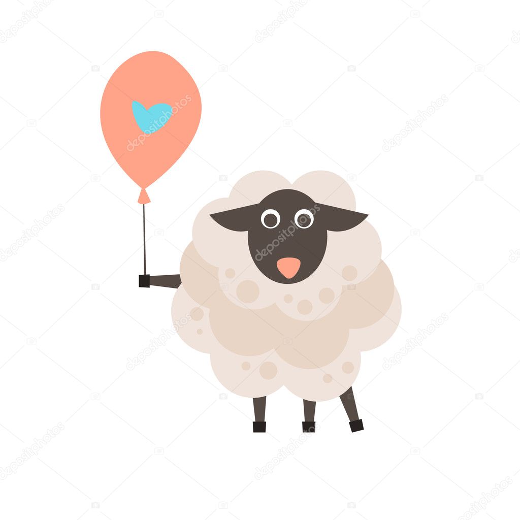 Cute sheep with a sign for text