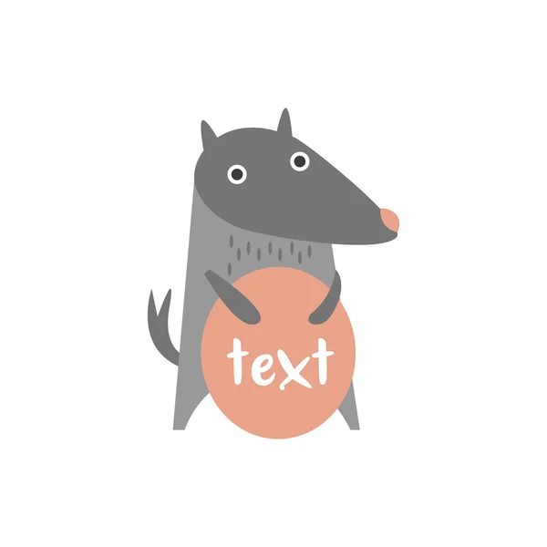 Söta varg med ett tecken för text — Stock vektor