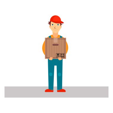 Delivery Man Holding Package clipart