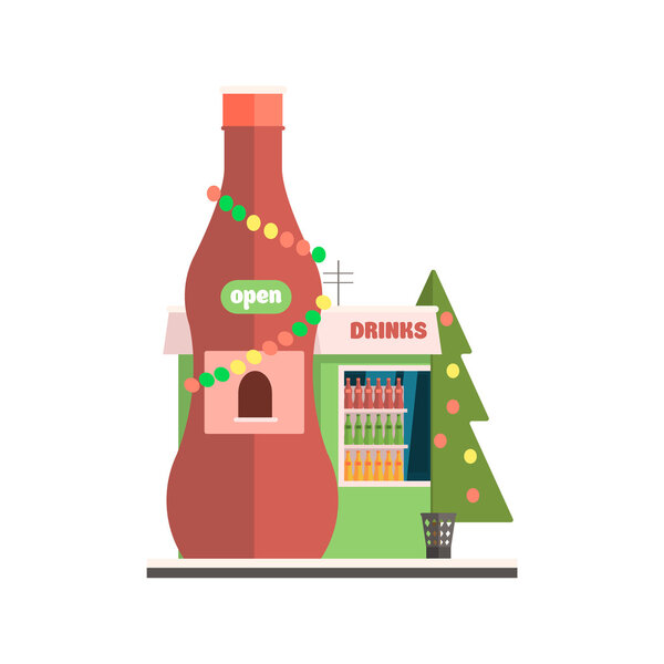 Магазин напитков на Рождество. Векторная миграция
