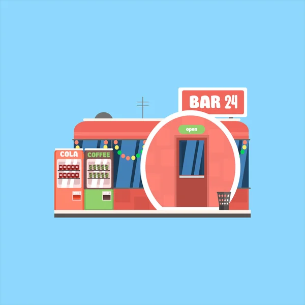 Bar Front en Navidad. Ilustración vectorial — Vector de stock