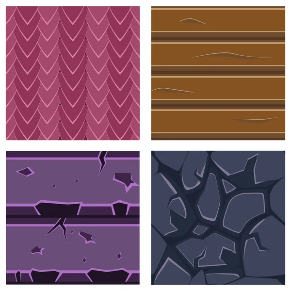 Texturas para Plataformas Iconos Vector Conjunto de Piedra, Madera y Gemas — Vector de stock