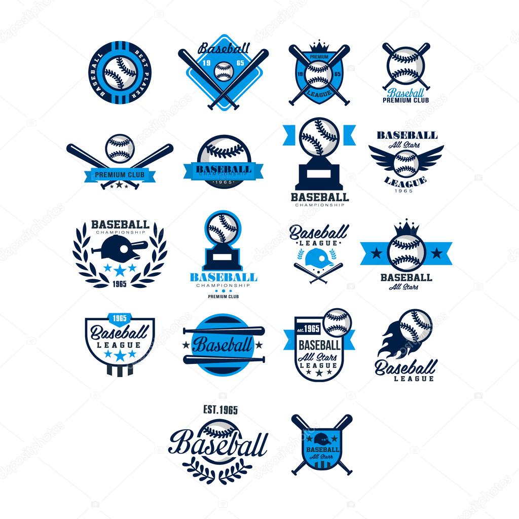 Vector Set Of Baseball Badge Collection