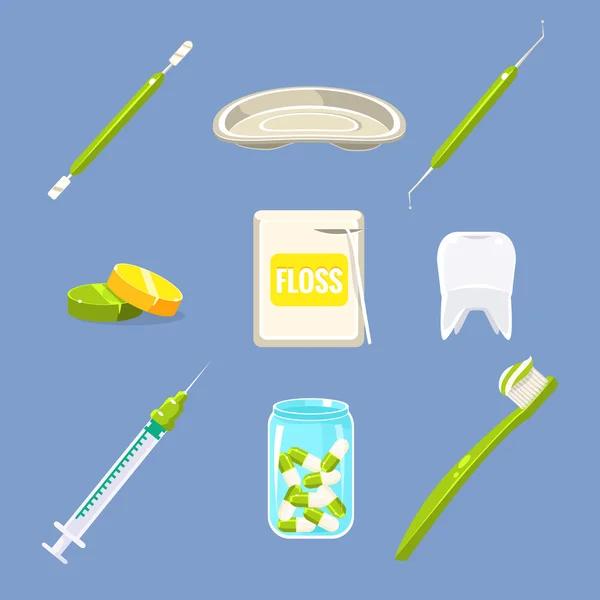 Dentist Icons and Teeth Care Set — Stock Vector