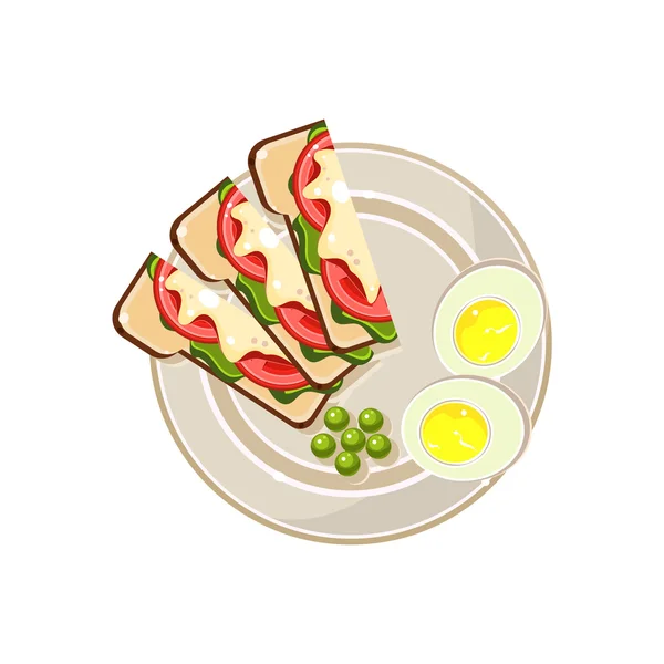 Sandwiches calientes de la mañana y huevos — Archivo Imágenes Vectoriales