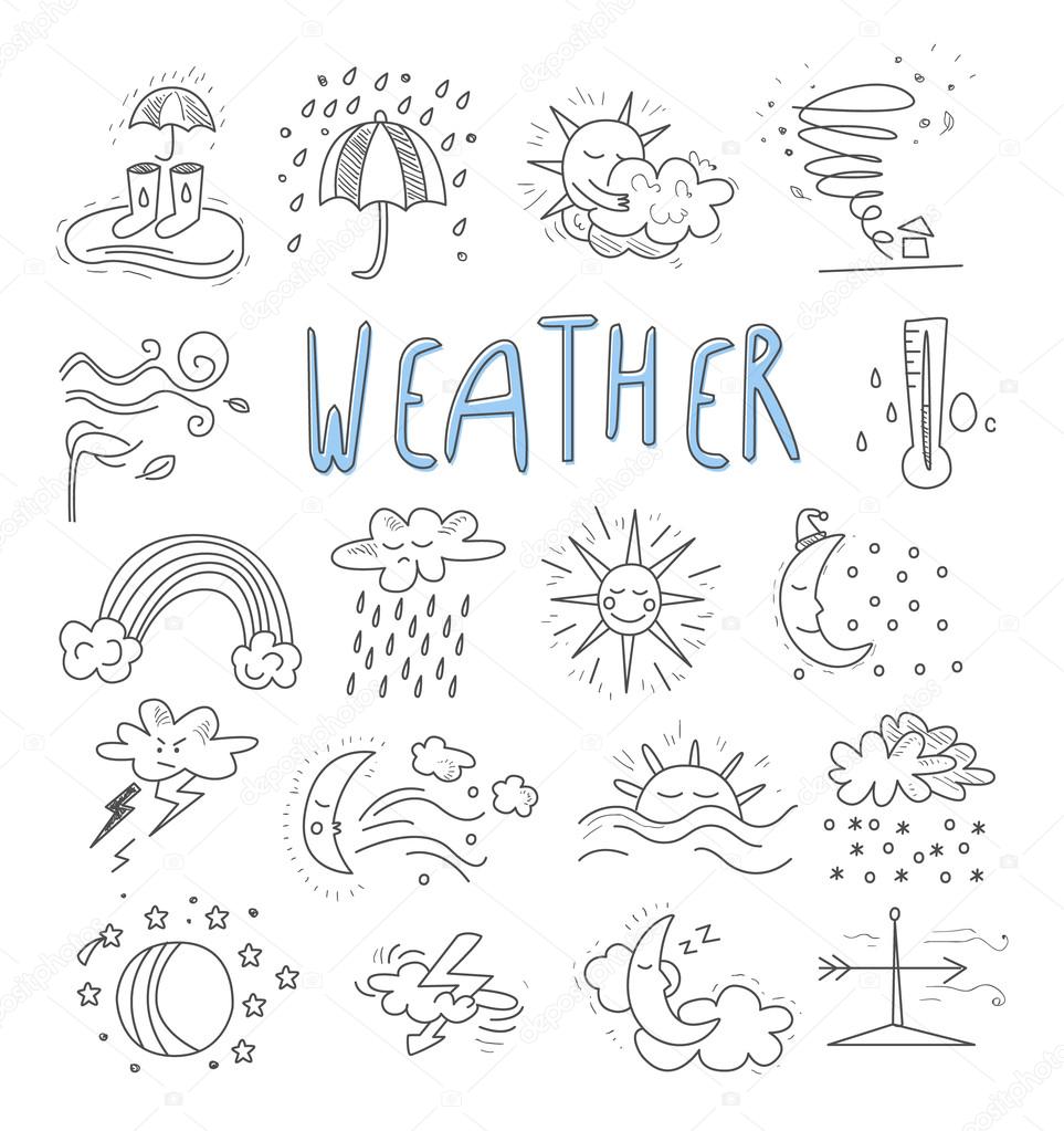 weather events doodle icons