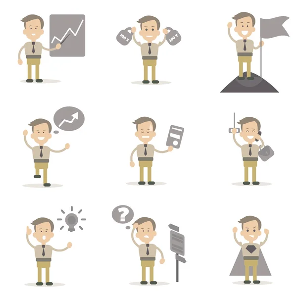 Set of Businessman Characters — Stock Vector