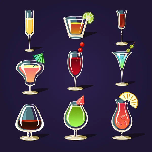 Alcohol cocktails en andere dranken — Stockvector