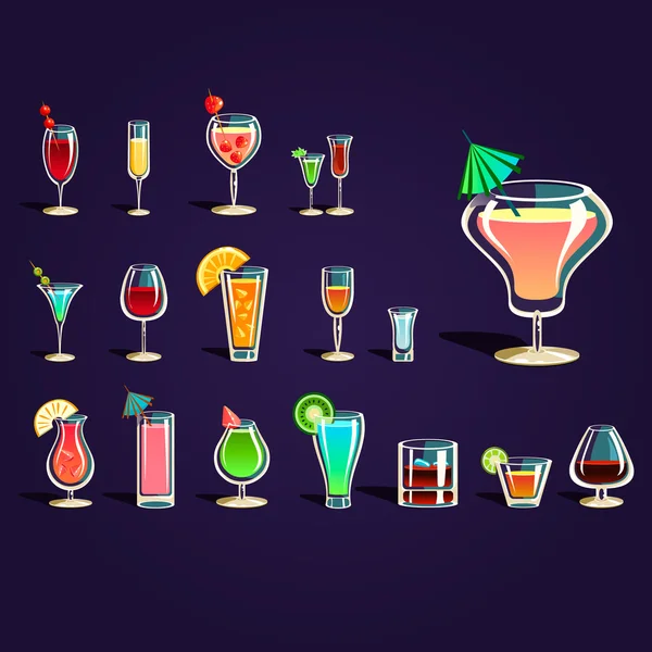 Cocktail alcolici popolari — Vettoriale Stock
