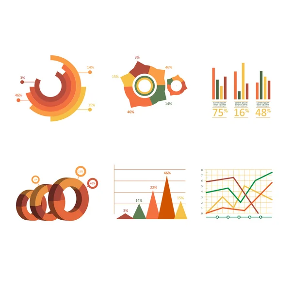 Business data market elements dot bar pie charts diagrams and graphs flat  Infographics elements. — Stock Vector