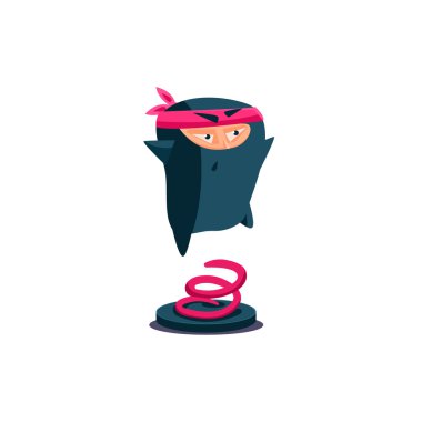 Cute Emotional Ninja Jumping Up clipart